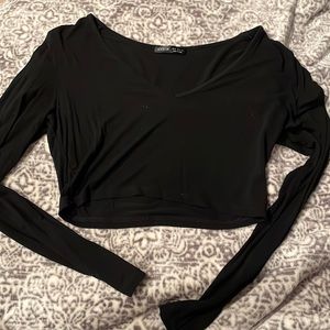 Shein medium black long sleeved crop shirt